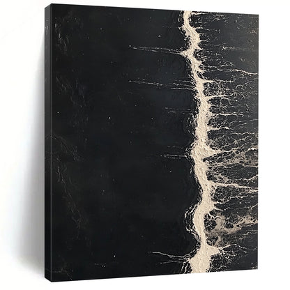 Vibrant contemporary abstract art featuring dark sea tones and striking white water lines, inspired by celebrated modern artists. DLZ0843