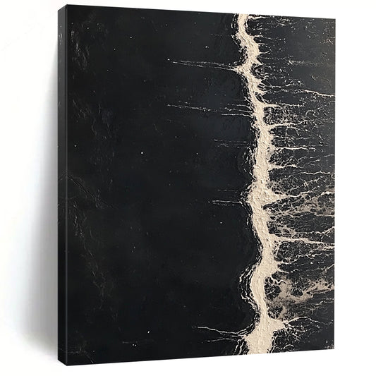 Vibrant contemporary abstract art featuring dark sea tones and striking white water lines, inspired by celebrated modern artists. DLZ0843