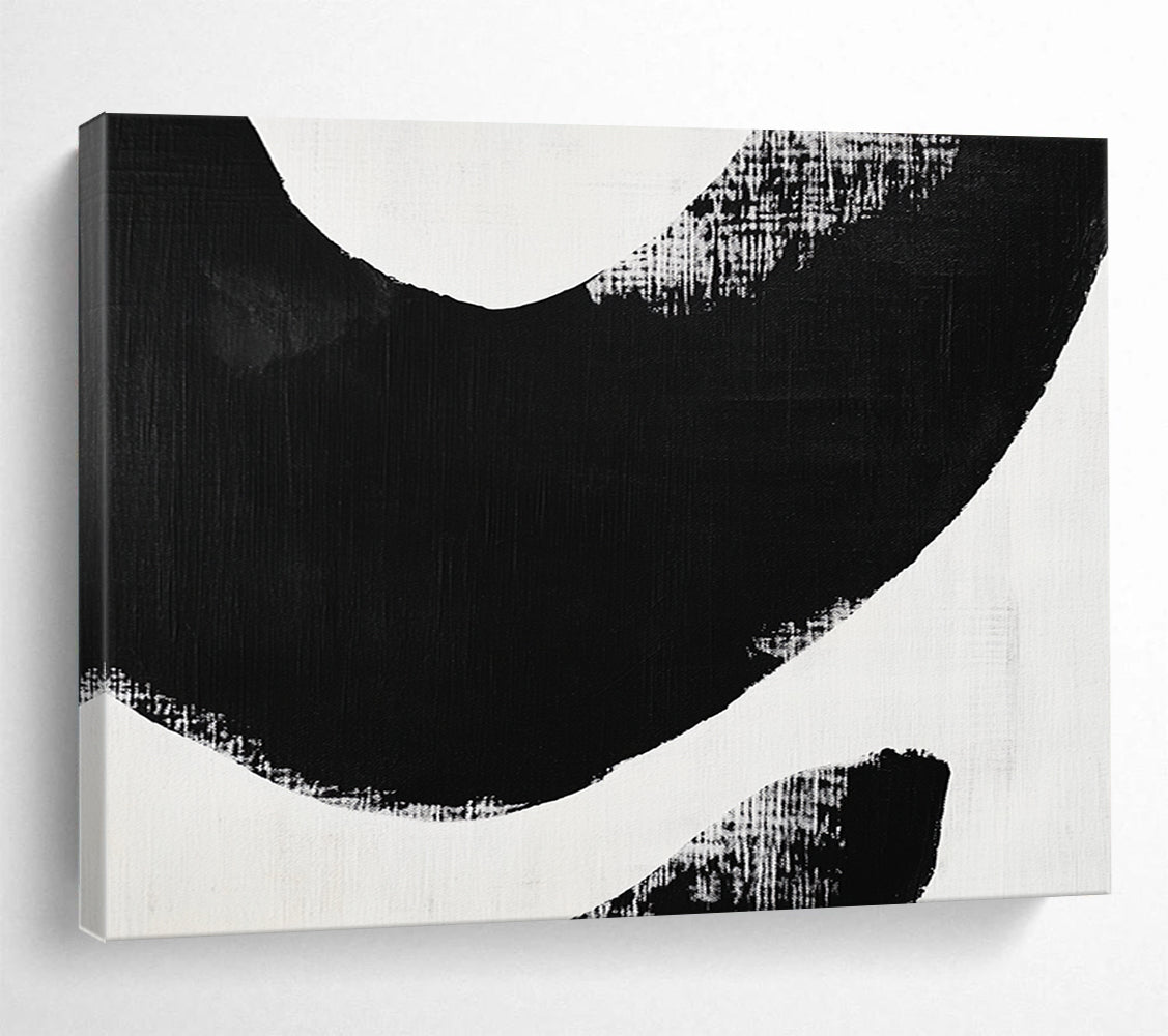 Bold Black Curved Shapes - Expressive Abstract Painting On Canvas HB0460