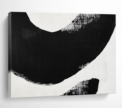 Bold Black Curved Shapes - Expressive Abstract Painting On Canvas HB0460