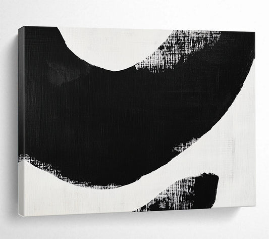 Bold Black Curved Shapes - Expressive Abstract Painting On Canvas HB0460