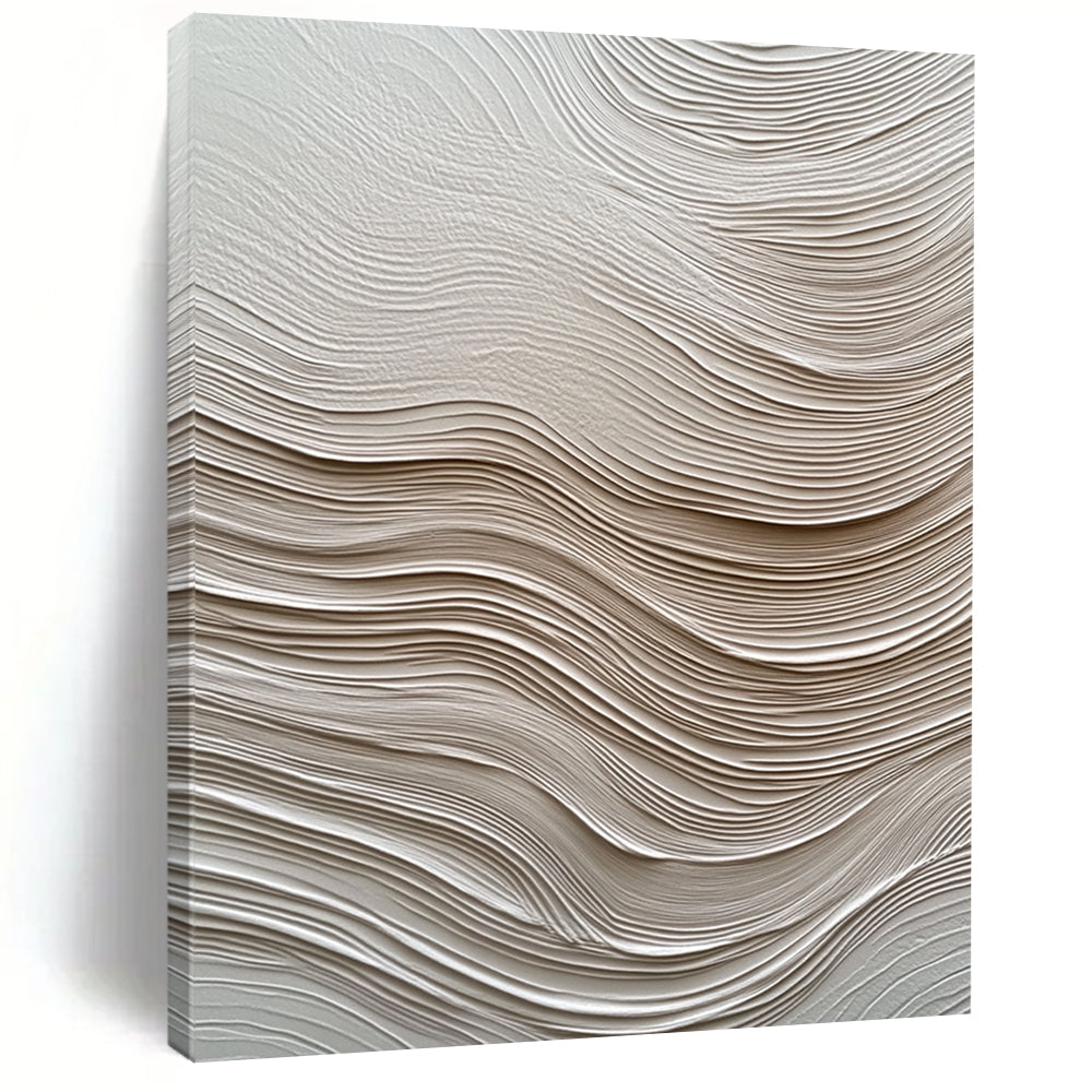 Contemporary abstract artwork featuring textured white paper resembling water waves enhances depth and movement, creating visual intrigue for any space. DLZ1234