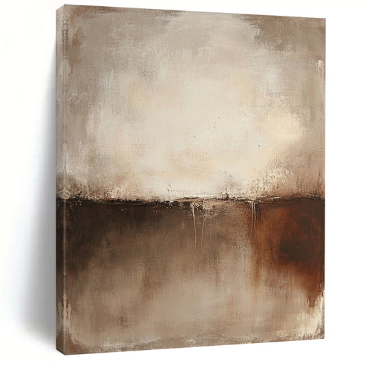 Large contemporary hand-painted abstract art featuring a textured wall in warm brown and cream tones. Perfect for modern decor. DLZ1379