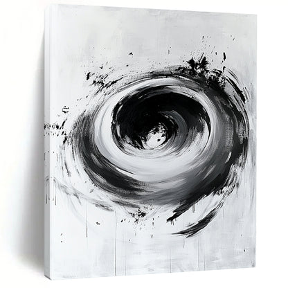 Black and White Swirling Vortex "Cosmic Pull" Painting On Canvas HB261