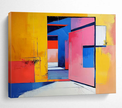 Vibrant Geometric Portal – Abstract Acrylic Architectural Space Painting HB1470