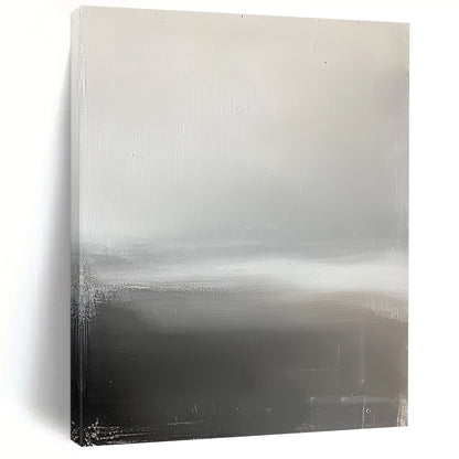 Contemporary hand-painted abstract art featuring a grey sky, foggy horizon, and a subtle grey and white palette that evokes tranquility and calmness. DLZ1347
