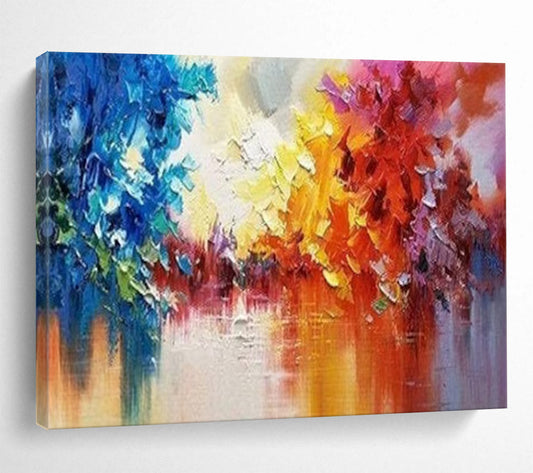 Colorful Abstract Forest Reflection - Vibrant Living Room or Office Art DLZ186