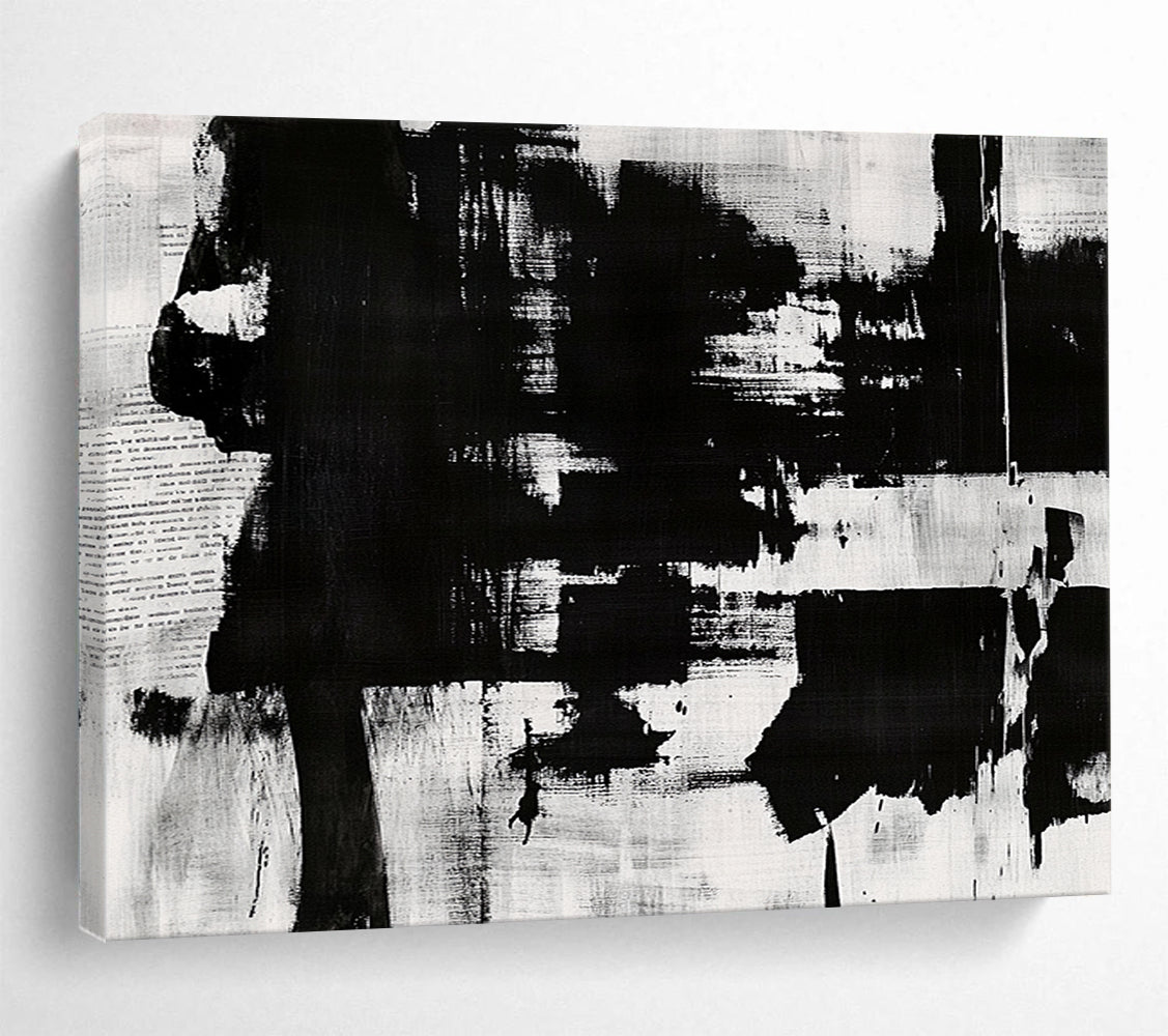 “Monochrome Abstract” - Blacks, Whites, Grays, Bold Textured Shapes - Abstract Acrylic Painting HB1724