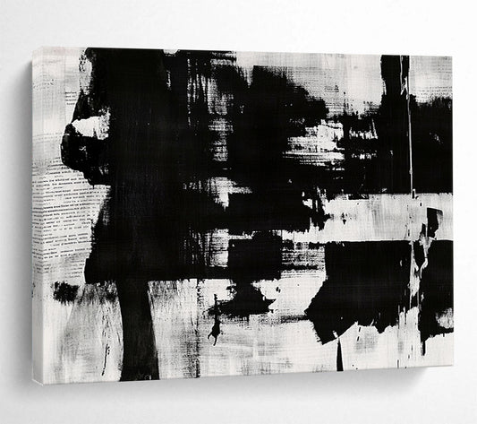 “Monochrome Abstract” - Blacks, Whites, Grays, Bold Textured Shapes - Abstract Acrylic Painting HB1724