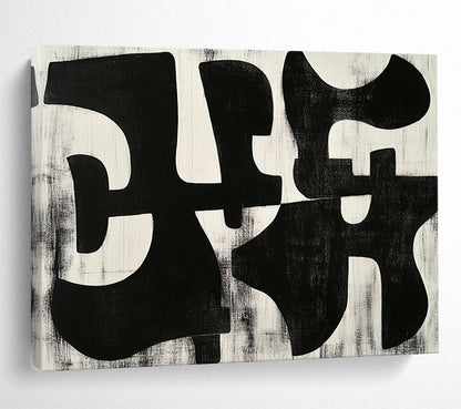 Black and White Abstract Shapes - Modern Geometric Painting On Canvas HB0458