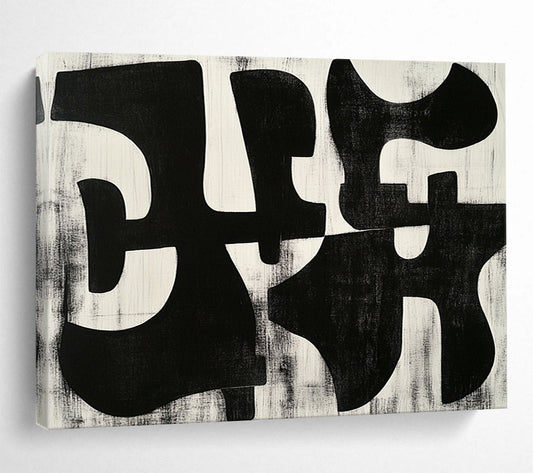 Black and White Abstract Shapes - Modern Geometric Painting On Canvas HB0458