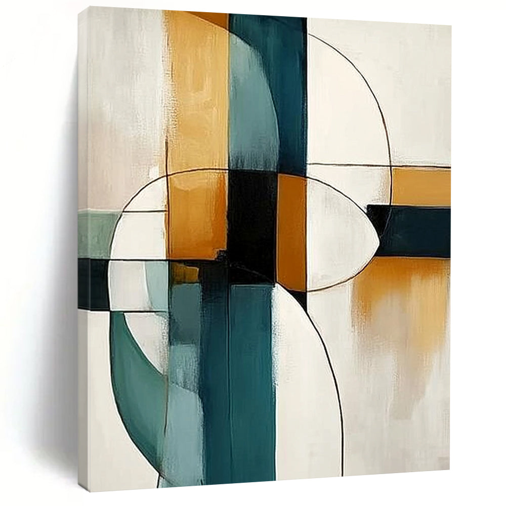 Contemporary large hand-painted abstract artwork featuring vibrant colors and dynamic shapes, perfect for modern spaces and artistic expression. DLZ1773