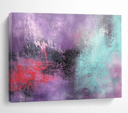 “Purple - Teal Abstract Blend” - Purple, Teal, Red, Black with Blended Textures - Abstract Acrylic HB1363