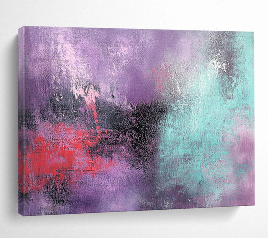 “Purple - Teal Abstract Blend” - Purple, Teal, Red, Black with Blended Textures - Abstract Acrylic HB1363