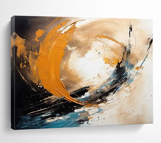 Dynamic Orange - Blue Abstract Painting - Energetic Welcome Art for Foyer DLZ098