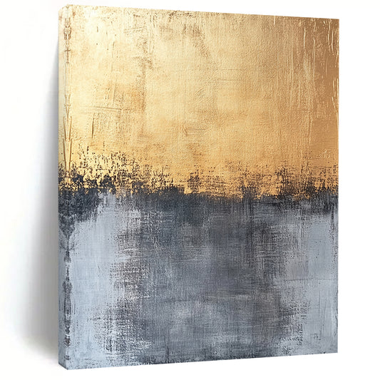 Gold, Gray and Black Abstract Gradient "Ethereal Horizon" Painting On Canvas HB355