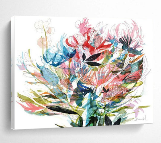 Colorful Floral Burst - Oversized Lively Dining Room Art DLZ138