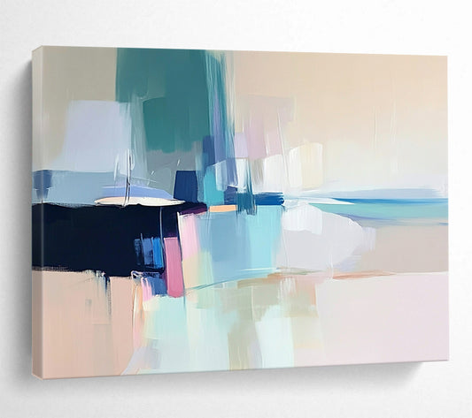 “Pastel Abstract Coastal” - Pastel Tones, Abstract Coastal Scene, Soft Brushstrokes HB1120