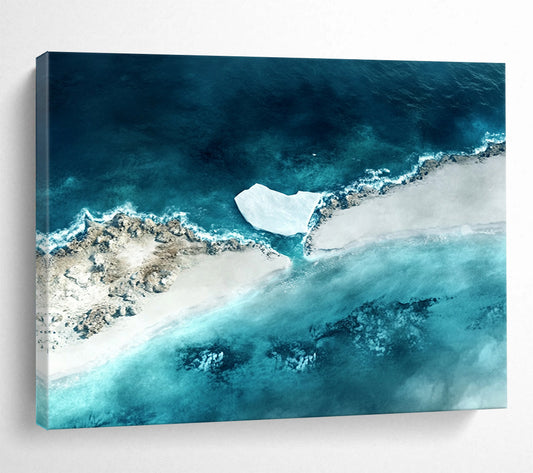 “Aerial Iceberg” - Blue, White, Beige with Iceberg and Coast - Aerial Photography HB1356