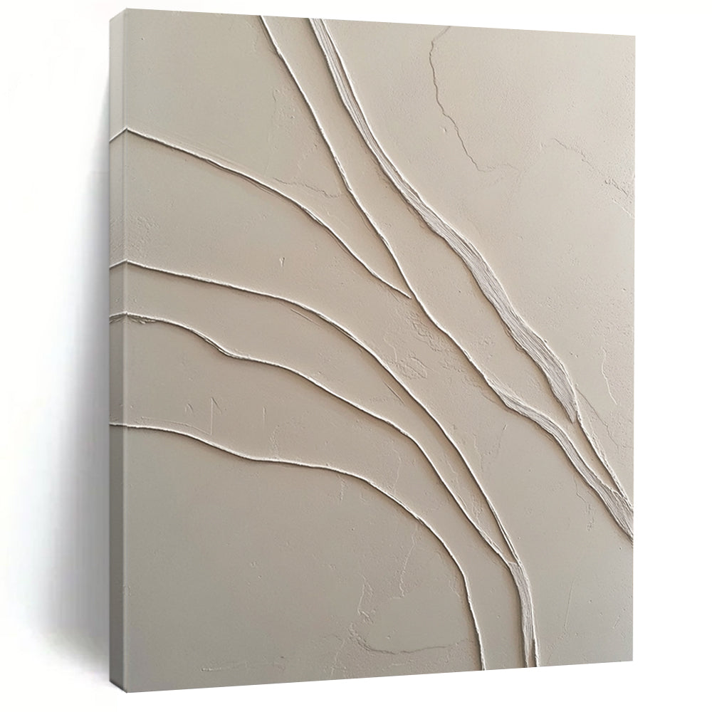 Contemporary abstract art featuring textured white plaster and graceful S-shaped lines creates a striking visual contrast and depth. DLZ1435