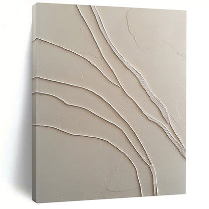 Contemporary abstract art featuring textured white plaster and graceful S-shaped lines creates a striking visual contrast and depth. DLZ1435