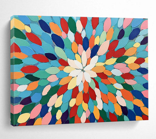 “Colorful Petal - Shaped Mandala” - Impasto Abstract Painting On Canvas HB0516