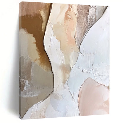 Contemporary abstract painting featuring a textured angelic figure in layered white and soft pink hues with neutral tones. Perfect for modern decor. DLZ1056
