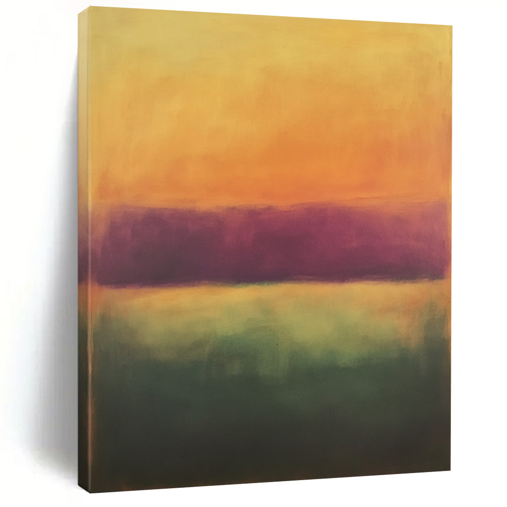 Vibrant contemporary hand-painted abstract artwork featuring soft orange and purple tones with a blurred gradient, ideal for enhancing modern spaces. DLZ0938