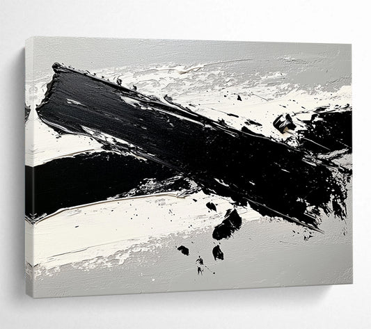 “Expressive Black & White Strokes” - Blacks, Whites, Grays, Abstract Brushstrokes - Acrylic Painting HB1621