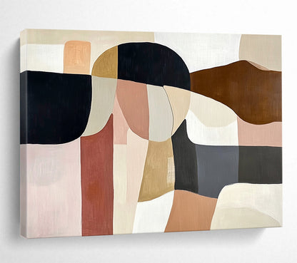 “Soft Geometric Shapes” - Beige, Pink, Brown, Abstract Forms - Minimalist Acrylic Painting HB1536