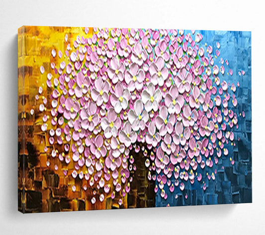 Textured Pink Flower Tree - Romantic Living Room or Bedroom Art DLZ231
