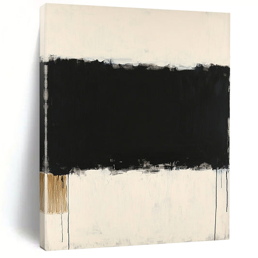 Black & White Minimalist Drip - “Abyss Horizon” Painting On Canvas HB200