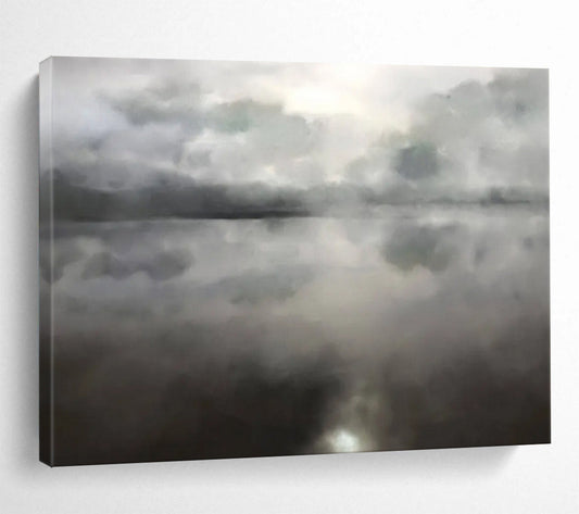 Monochrome Lake Reflection - Oversized Calm Bathroom Art DLZ124