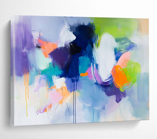 “Vibrant Abstract Mix” - Purple, Blue, Green, Orange, Bold Abstract Shapes Painting On Canvas HB1049