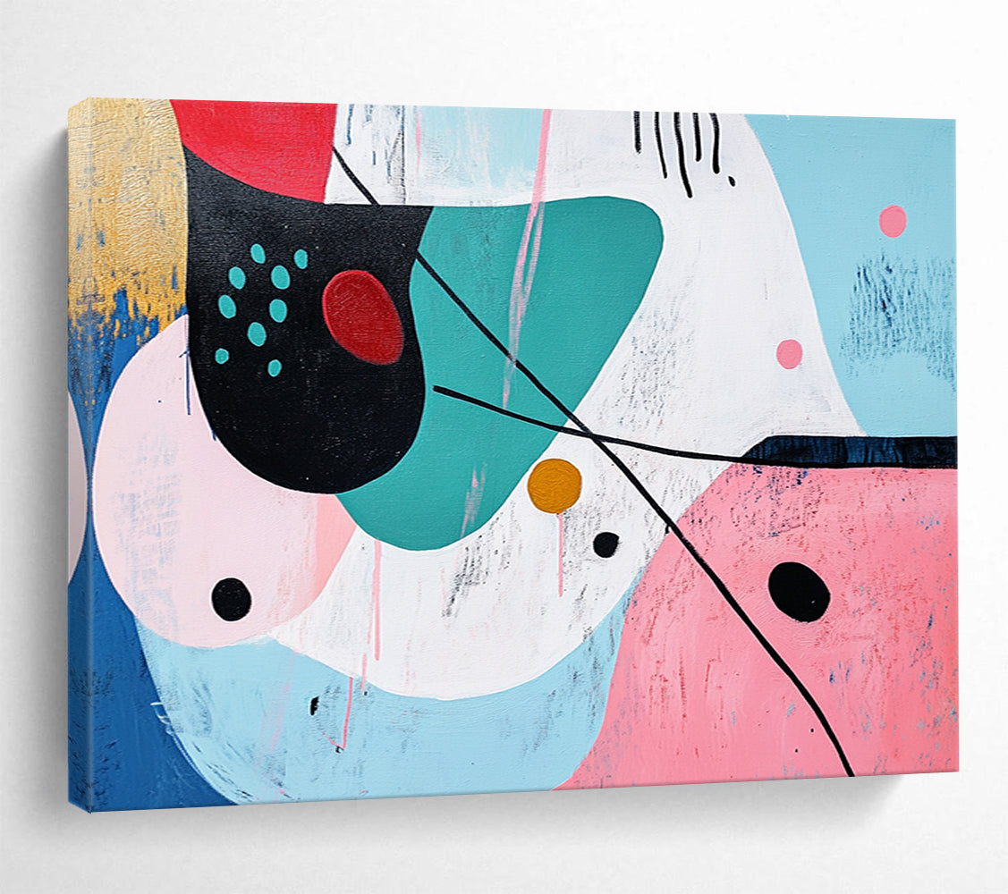 Colorful Abstract Shapes on Light Blue - Playful Abstract Painting On Canvas HB0496