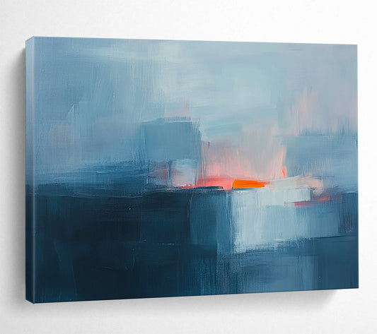 “Misty Horizons” - Blue, Pink, Orange, Abstract Landscapes - Color - Field Acrylic Painting HB1543