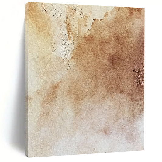 Contemporary hand-painted abstract artwork featuring soft beige textures atmospheric skies and intricate natural landscapes in light and dark shades. DLZ1723