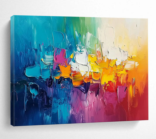 “Vibrant Abstract Blocks” - Colorful Palette, Abstract Block Shapes Painting On Canvas HB0857