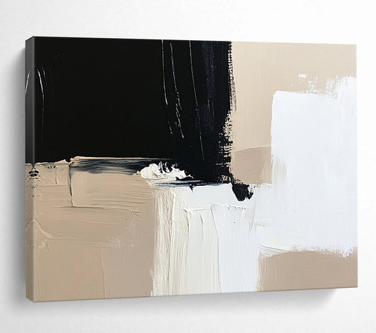 “Contrasting Neutral Blocks” - Beiges, Blacks, Whites, Abstract Color Blocks - Acrylic Painting HB1625