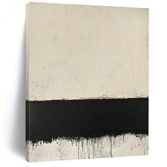 Contemporary hand-painted abstract art featuring a textured cream surface layered over a black border inspired by Mark Rothko's style. DLZ1355