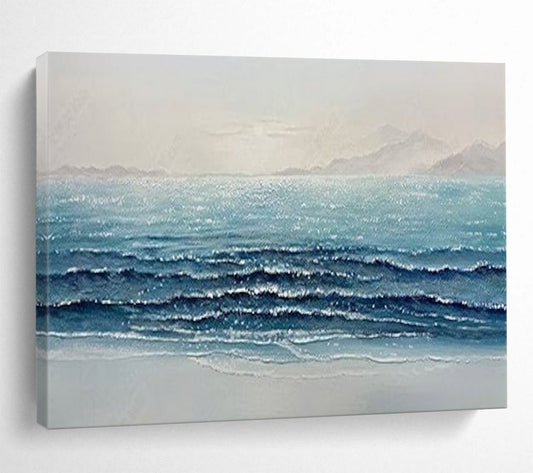 Sparkling Sea Wave Oil Painting - Coastal Bedroom or Office Art DLZ185