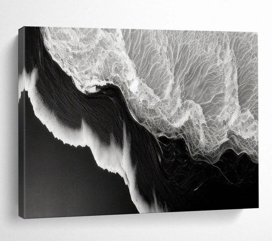Black & White Wave Textures - Dramatic Bathroom Art DLZ075