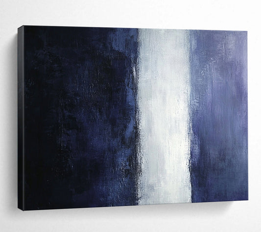 Gradient Purple, White & Navy - Color - Block Abstract Painting On Canvas HB0471