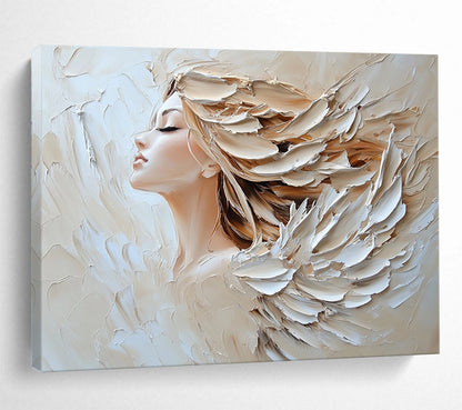 “Angelic Textured Portrait” - Soft Tones, Angelic Figure, Impasto Portrait Painting On Canvas HB0997