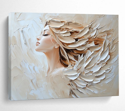 “Angelic Textured Portrait” - Soft Tones, Angelic Figure, Impasto Portrait Painting On Canvas HB0997