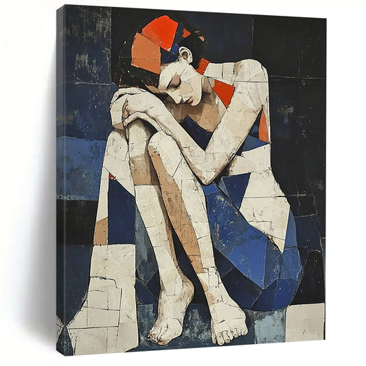 Contemporary hand-painted abstract art featuring serene ocean waves, distant beach, seagulls in flight, and dreamy sunset hues in light purple tones. DLZ1704