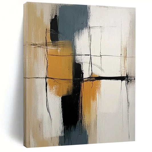 Contemporary abstract art piece featuring vibrant colors and unique shapes, ideal for modern decor, captivating and thought-provoking creation. DLZ1766