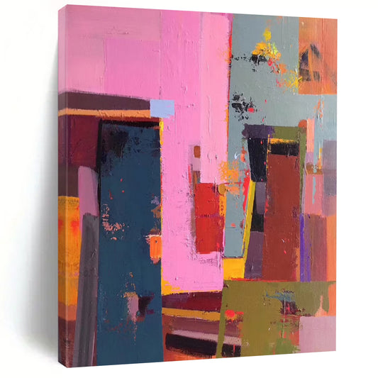 Super - Sized - Format Hand - Painted Custom Abstract Work for Hallway and Hotel DTP050