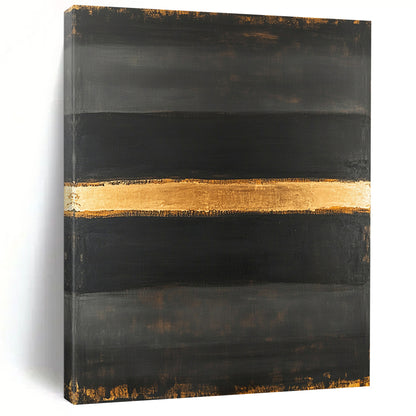 Black & Gold Horizontal Stripes - “Elegant Night Divide” Painting On Canvas HB192
