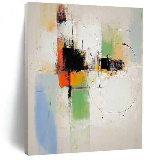 Contemporary abstract painting featuring bold colors and dynamic shapes designed to enhance modern spaces with artistic elegance. DLZ1777